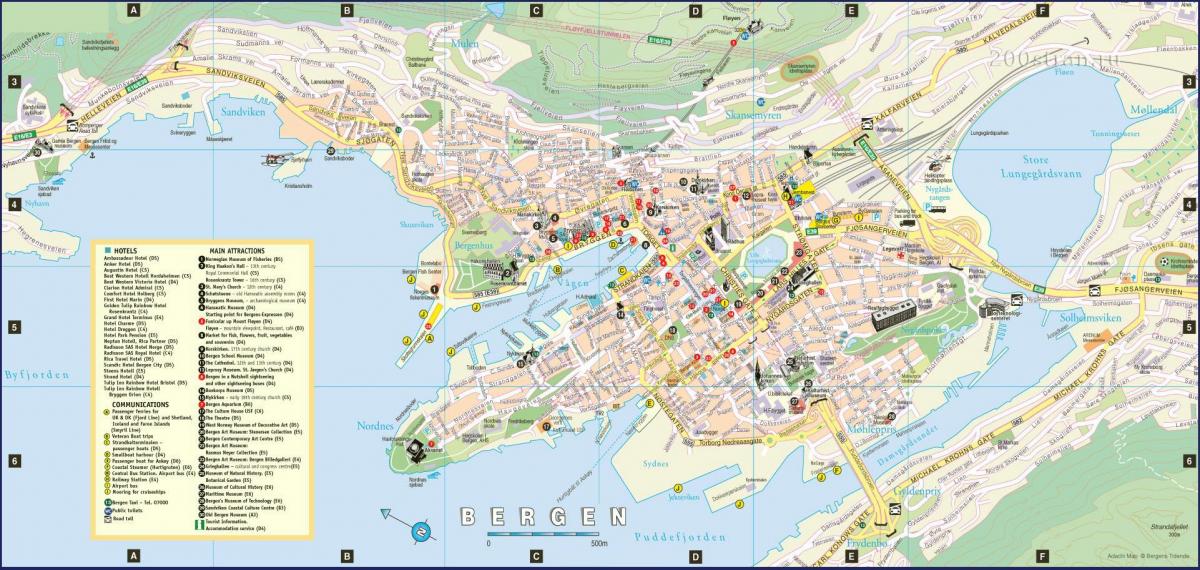 bergen Norvegia mappa della città