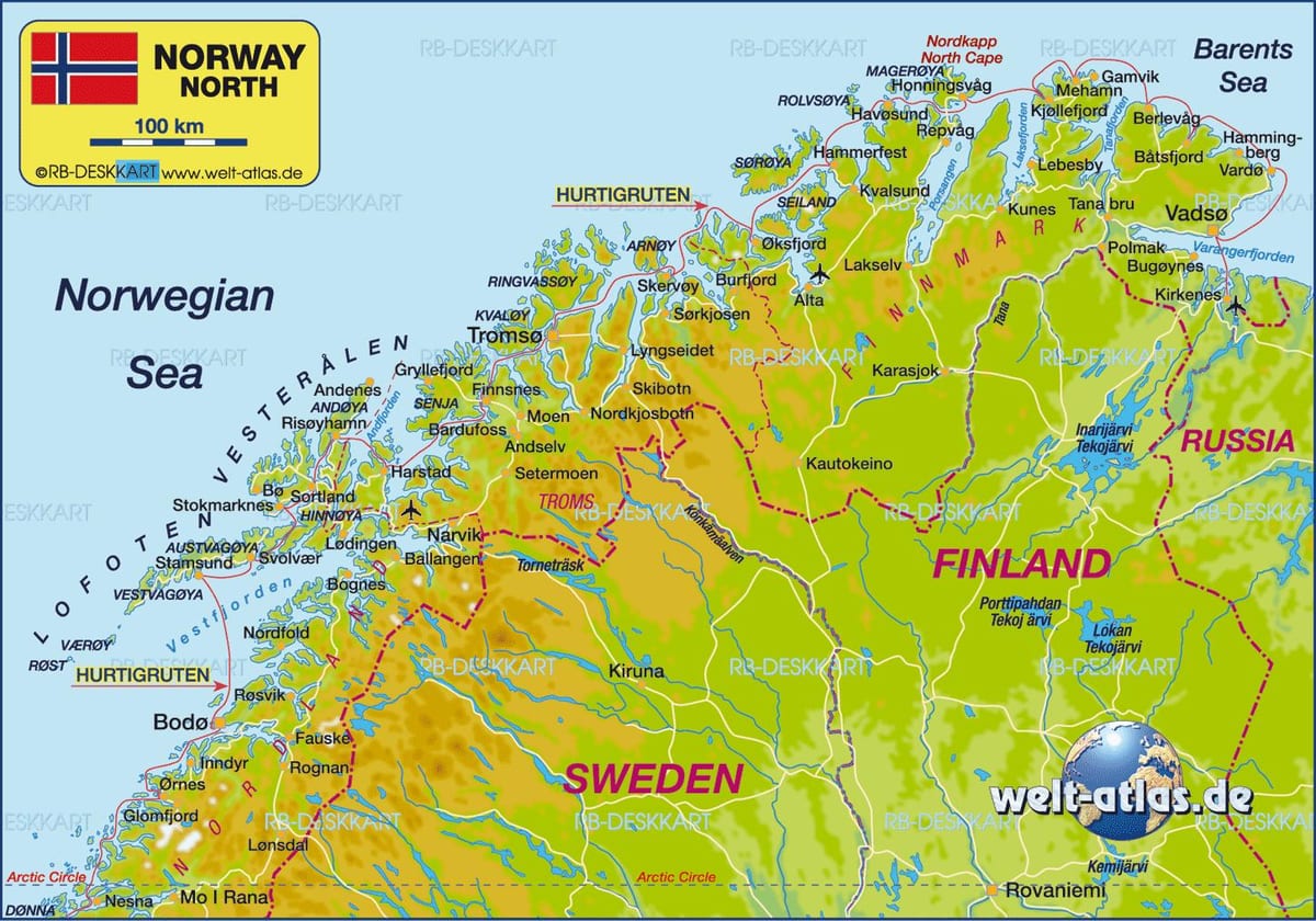 Mappa di kirkenes, Norvegia