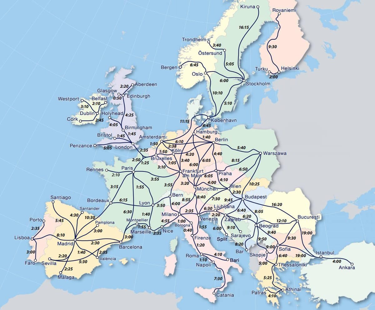 Mappa di eurail Norvegia