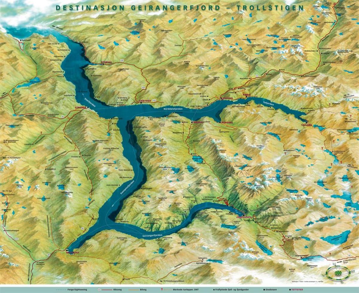 mappa geiranger in Norvegia