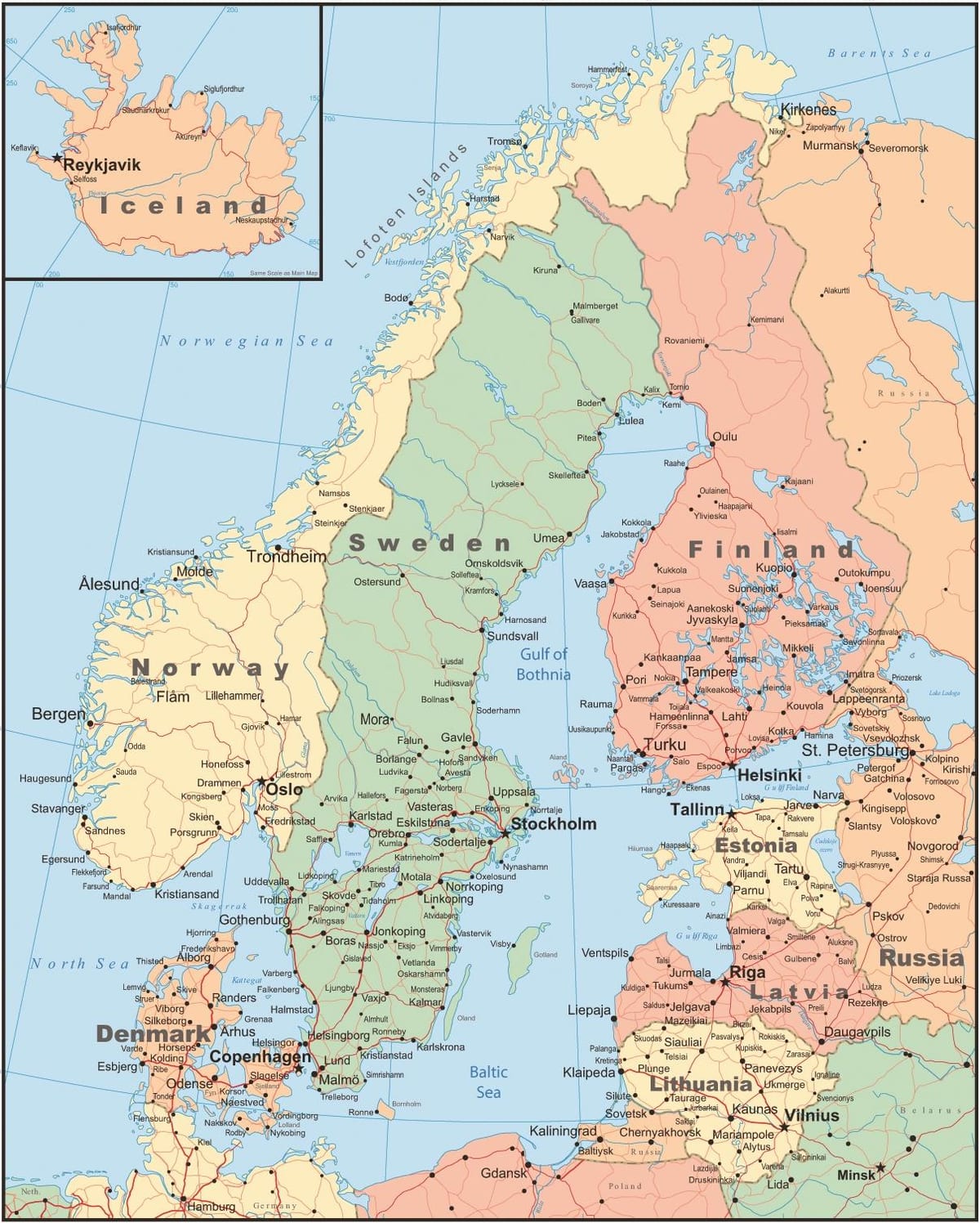 Mappa di Norvegia paese