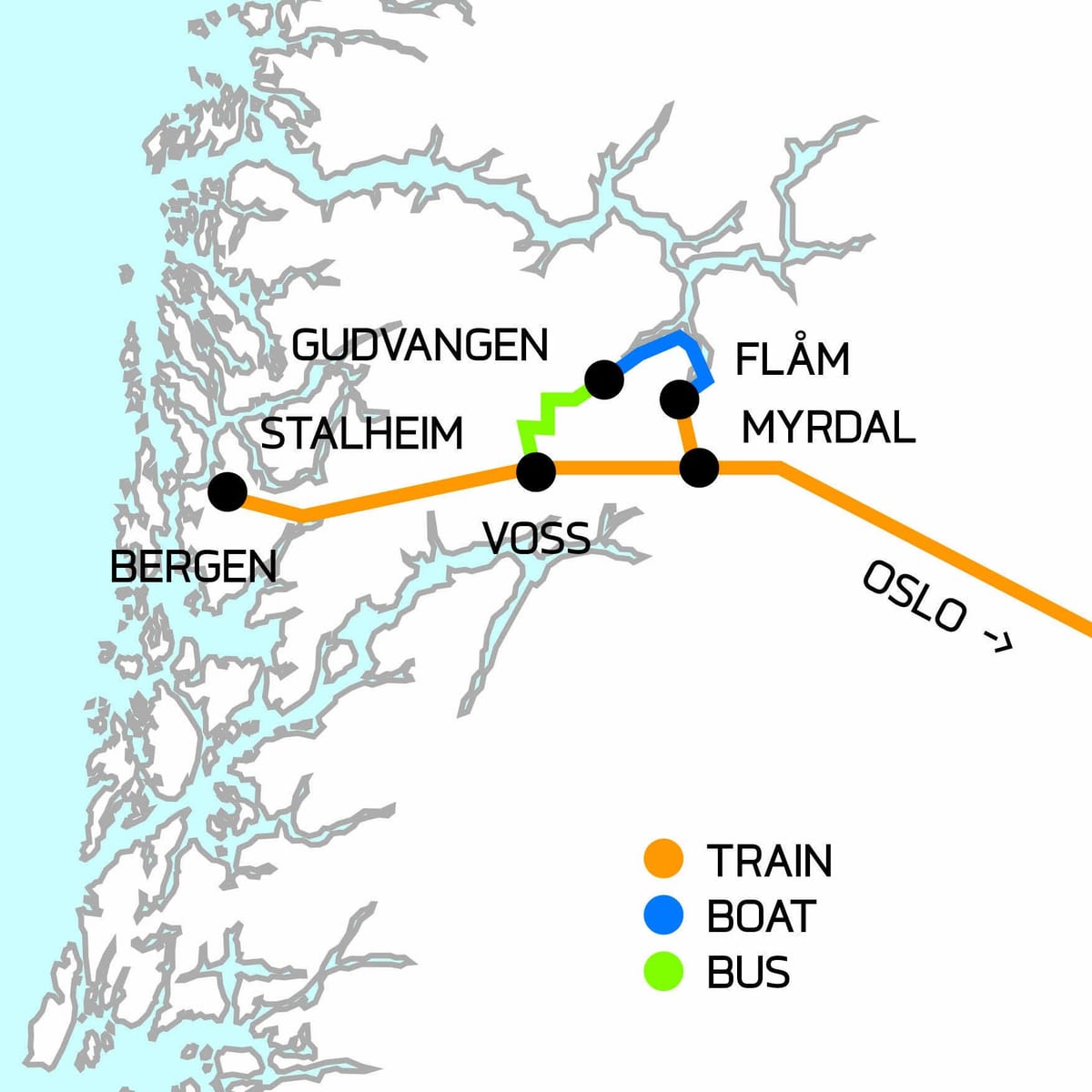 Mappa di Norvegia in un guscio di noce