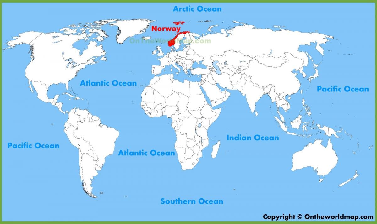 mappa del mondo che mostra Norvegia