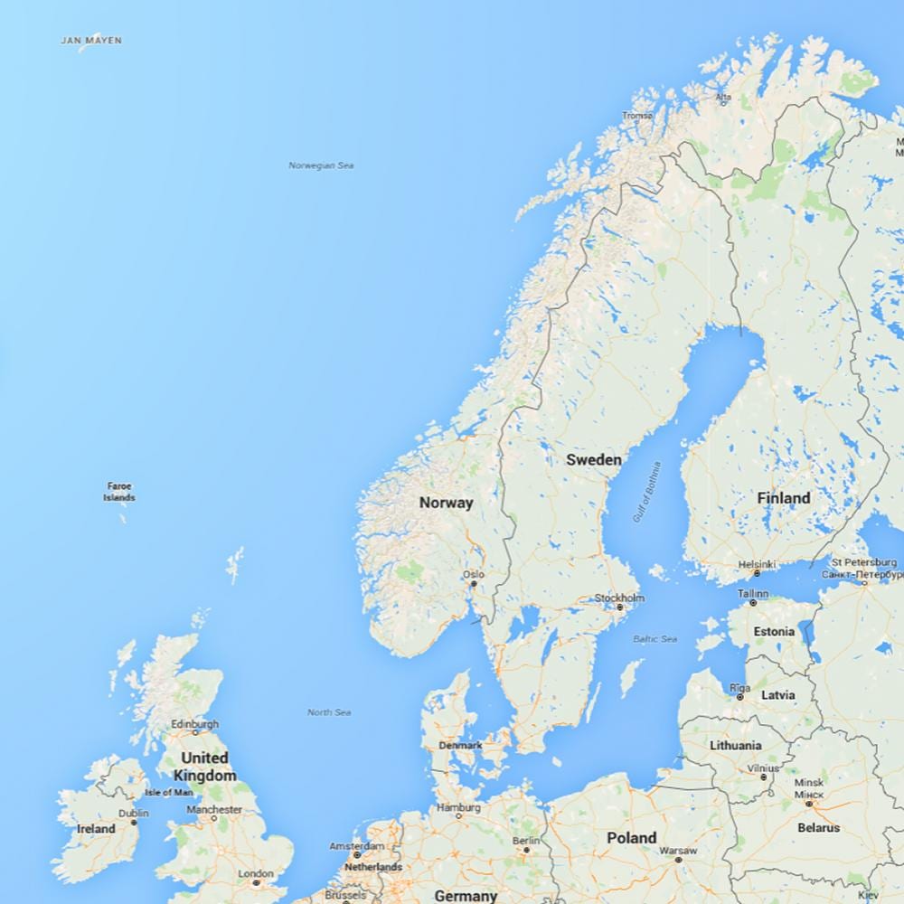 Norvegia costa mappa