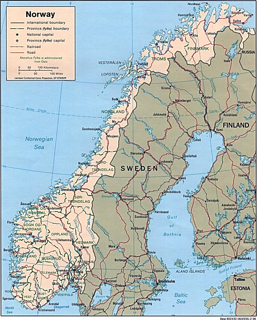 Mappa di Norvegia latitudine