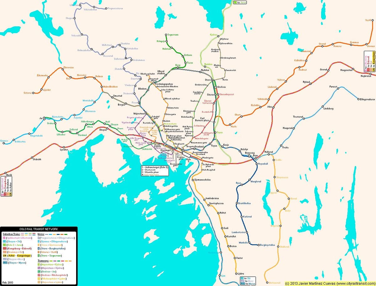 Mappa di Norvegia metro