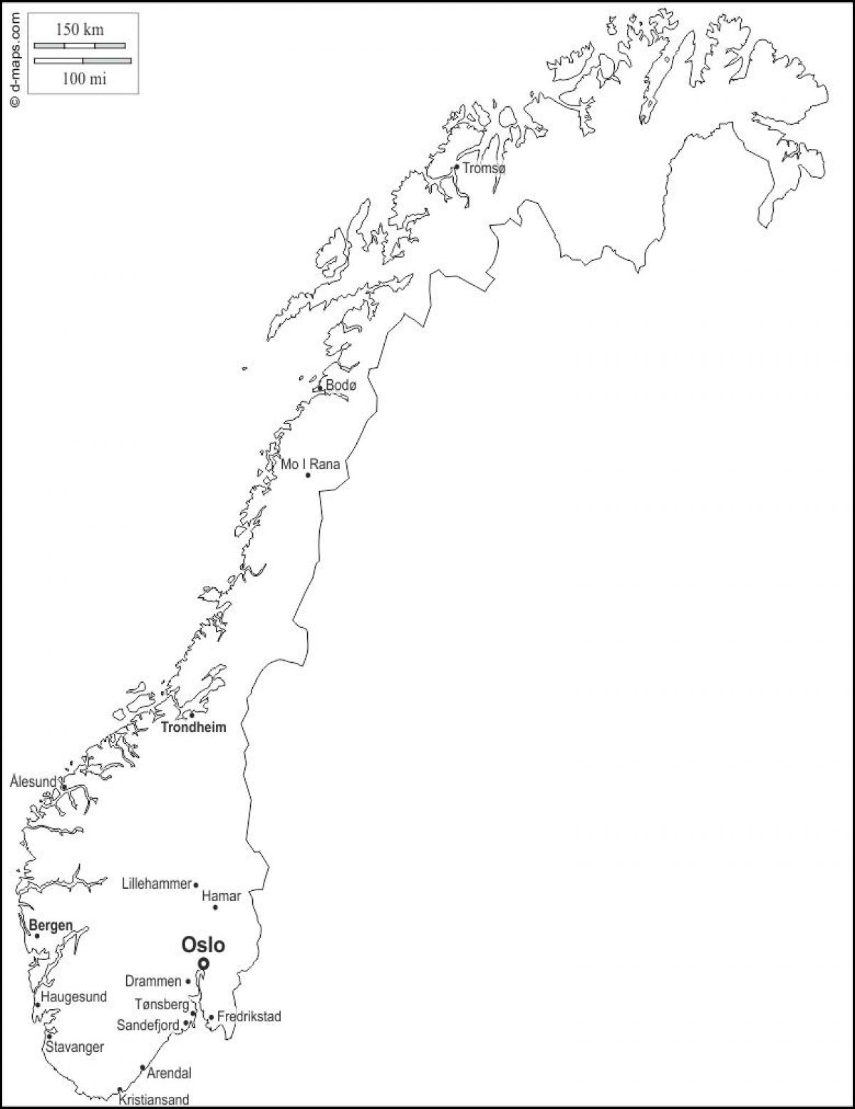 Mappa di Norvegia contorno