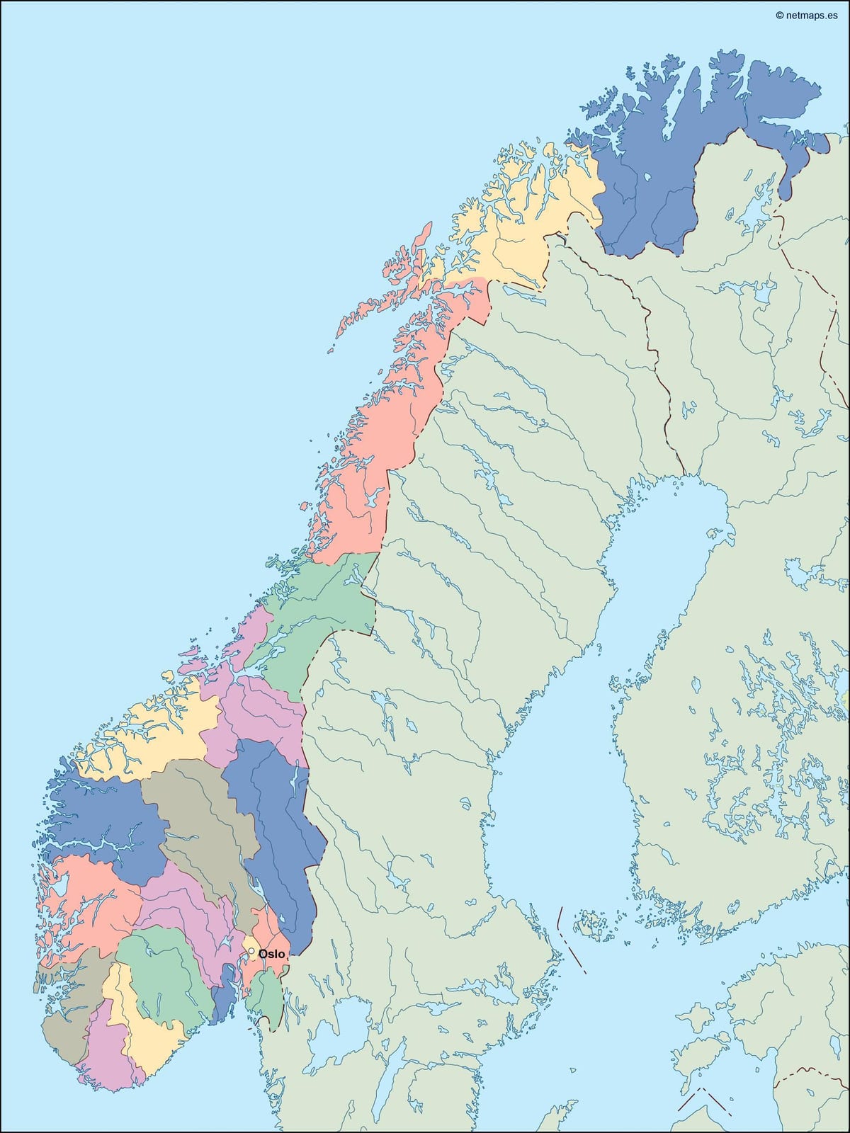 Mappa di Norvegia vettoriale