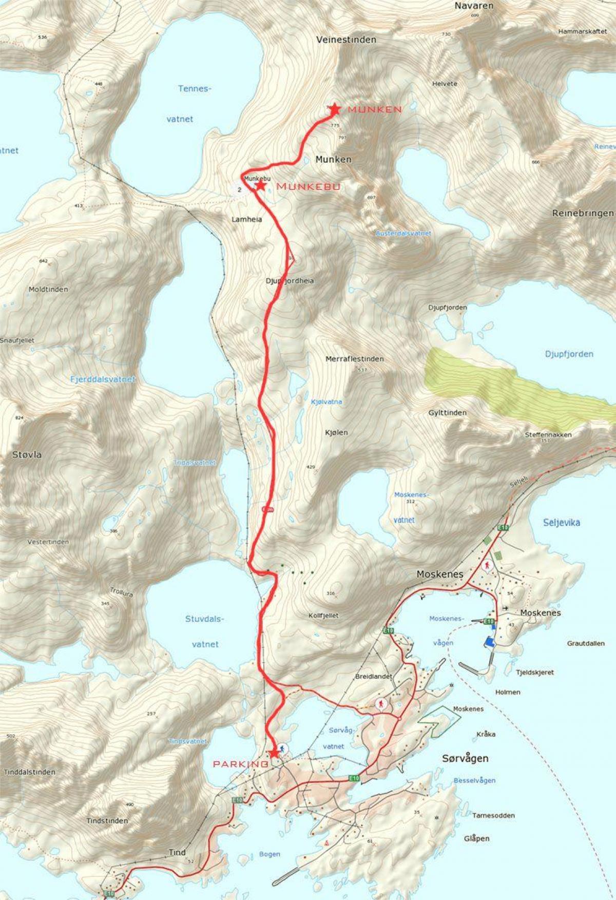 Mappa di Norvegia sentieri escursionistici