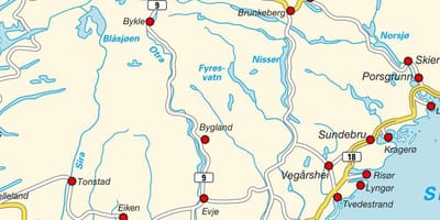 Mappa di Norvegia del sud
