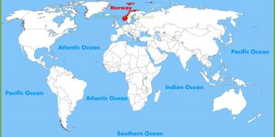 Mappa del mondo che mostra Norvegia