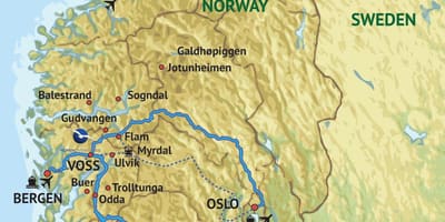 Mappa della Norvegia occidentale