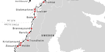 Mappa di Norvegia, escursioni in bicicletta