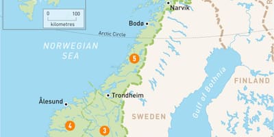 Mappa di Norvegia regioni