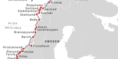Mappa di Norvegia traghetto